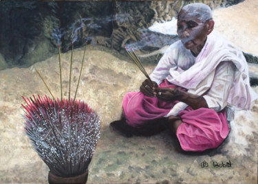 Peinture intitulée "Le Cambodgien" par Christine Bobst, Œuvre d'art originale, Acrylique