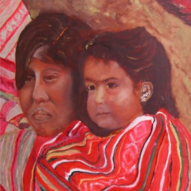 Peinture intitulée "La mère et l'enfant" par Christian Broquard, Œuvre d'art originale