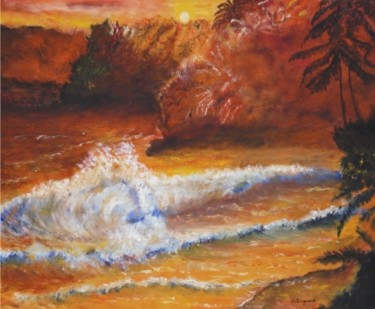 Peinture intitulée "coucher de soleil s…" par Christian Broquard, Œuvre d'art originale