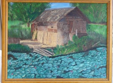 Peinture intitulée "ferme laotienne" par Christian Broquard, Œuvre d'art originale