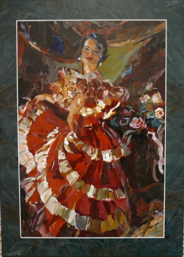 Картина под названием "«Фламенко» по мотив…" - Любовь Чебан, Подлинное произведение искусства, Камень