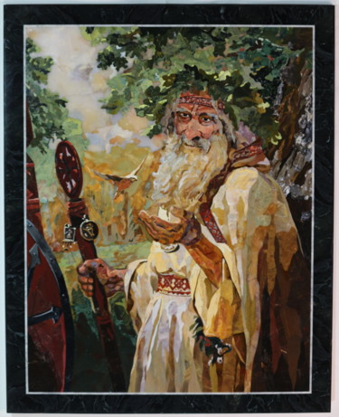 Painting titled "Панно «Волхв» по мо…" by Liubov Cheban, Original Artwork, Stone