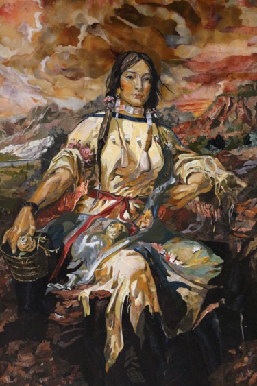 Painting titled "Сакагавея" by Liubov Cheban, Original Artwork, Stone