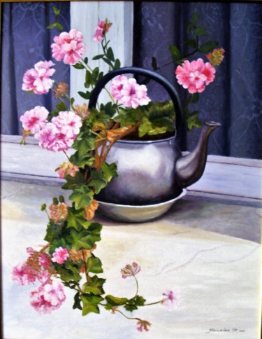 Pintura titulada "La hora del té" por Mercedes G., Obra de arte original, Oleo