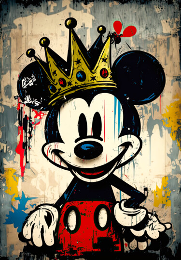Grafika cyfrowa / sztuka generowana cyfrowo zatytułowany „Mickey Basquiat” autorstwa Cheeky Bunny (Pop Art), Oryginalna prac…