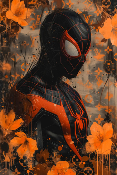 "Spiderman #1" başlıklı Dijital Sanat Cheeky Bunny (Pop Art) tarafından, Orijinal sanat, Dijital Resim Ahşap Sedye çerçevesi…