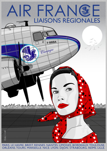 Digital Arts titled "DC 3 AF 1945" by Cheese, Original Artwork, 2D Digital Work