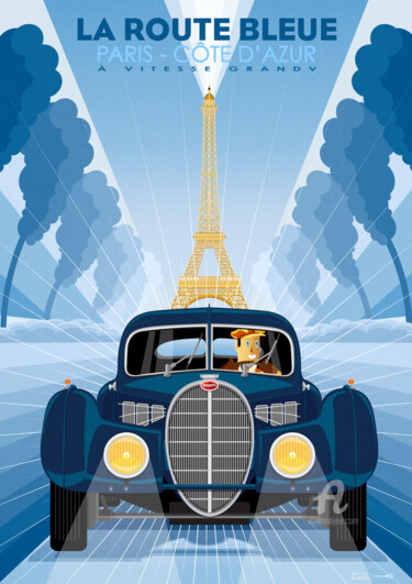 Digitale Kunst getiteld "La route bleue" door Cheese, Origineel Kunstwerk, 2D Digital Work
