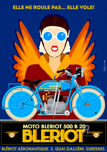 Artes digitais intitulada "moto bleriot" por Cheese, Obras de arte originais, Trabalho Digital 2D