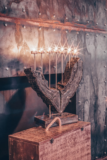 Sculpture titled "The Grand Menorah -…" by Alexander Cheglakov, Original Artwork, Wood