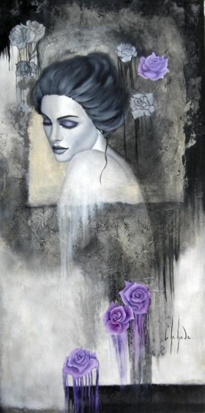 Peinture intitulée "Jardin de roses (ve…" par B Chehade, Œuvre d'art originale, Huile