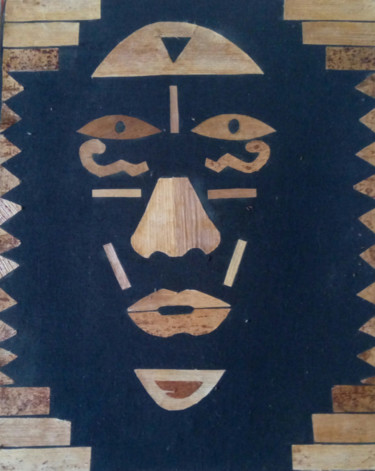 Collages titled "Espoir" by Cheikh Barre, Original Artwork, Collages Mounted on Other rigid panel