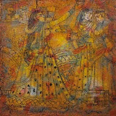 Painting titled "Dancing Women" by Chelian, Original Artwork