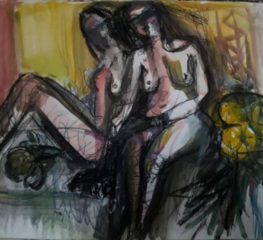 Peinture intitulée "Girls" par Elena Shchelchkova Elena Schelchkova, Œuvre d'art originale, Aquarelle