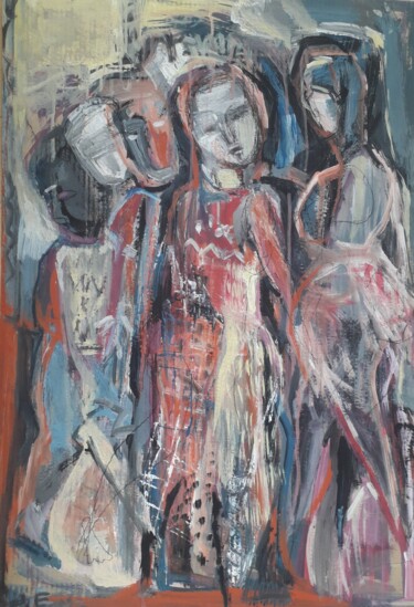 Pintura titulada "A strange woman in…" por Elena Shchelchkova Elena Schelchkova, Obra de arte original, Acrílico