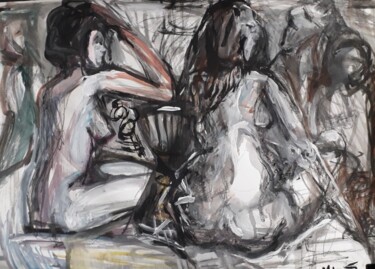 Картина под названием "Натурщицы" - Елена Щелчкова (Elena Schelchkova), Подлинное произведение искусства, Акварель