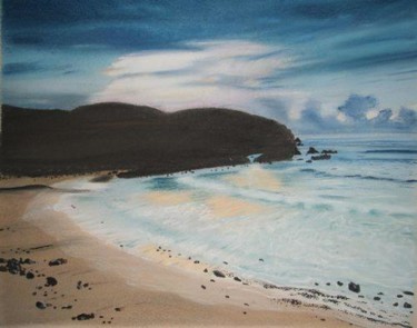 Painting titled "Coast at Dawn" by Michelle Block, Original Artwork, Oil