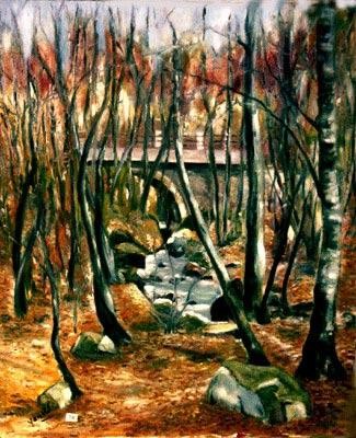 Peinture intitulée "l'automne en Auverg…" par Yankel, Œuvre d'art originale