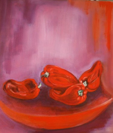 Painting titled "les poivrons rouges" by Yankel, Original Artwork