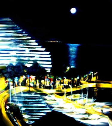 Painting titled "la nuit sur la mari…" by Yankel, Original Artwork