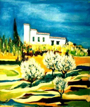 Peinture intitulée "le mas en Provence" par Yankel, Œuvre d'art originale