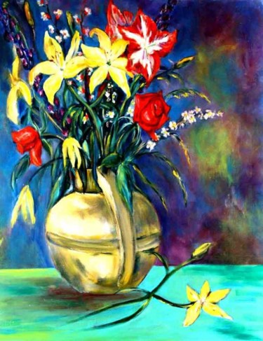 Peinture intitulée "Bouquet de fleurs" par Yankel, Œuvre d'art originale