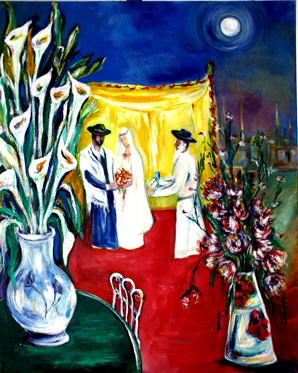 Peinture intitulée "Les Mariés" par Yankel, Œuvre d'art originale
