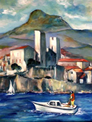 Peinture intitulée "Antibes par la Mer" par Yankel, Œuvre d'art originale