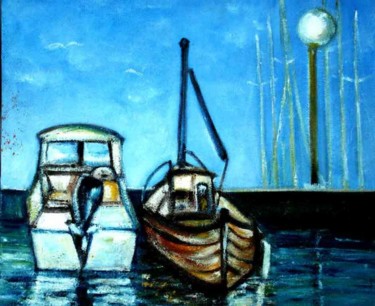 Painting titled "bateaux de pêche" by Yankel, Original Artwork