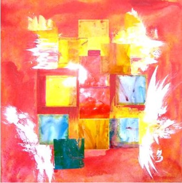 Peinture intitulée "Coucher de soleil" par Michèle Delage, Œuvre d'art originale
