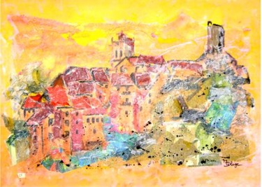 Peinture intitulée "Village provençal" par Michèle Delage, Œuvre d'art originale