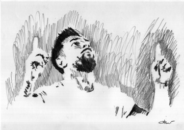 Drawing titled "Messi Campeon 03" by Chelo Leyria, Original Artwork, Pencil