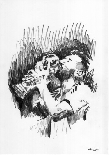 Рисунок под названием "Messi Campeon 09" - Chelo Leyria, Подлинное произведение искусства, Карандаш