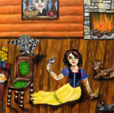 Картина под названием "Playing in the cott…" - Chelsea Rabbers, Подлинное произведение искусства