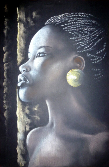 Peinture intitulée "Femme noire" par Véronique Abt, Œuvre d'art originale, Pastel
