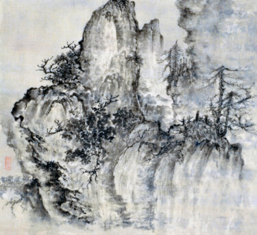 Peinture intitulée "早春系列之蘇醒的山峰" par Chen Jun Cao Tang Wu You, Œuvre d'art originale, Encre