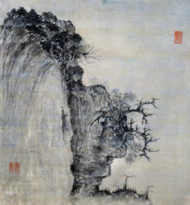 Painting titled "早春系列之春回山崖" by Chen Jun Cao Tang Wu You, Original Artwork, Ink
