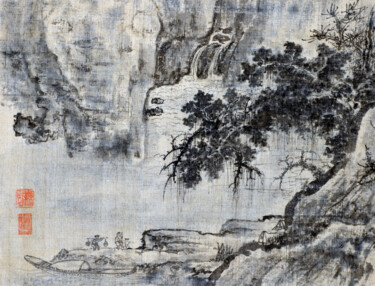 Painting titled "早春系列之和風春水" by Chen Jun Cao Tang Wu You, Original Artwork, Ink