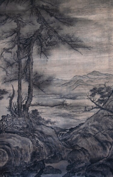 Painting titled "喬松平遠圖" by Chen Jun Cao Tang Wu You, Original Artwork, Ink