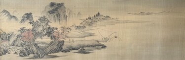 Painting titled "漁樂圖" by Chen Jun Cao Tang Wu You, Original Artwork, Ink