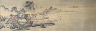 Peinture intitulée "漁樂圖" par 辰君草堂 無憂, Œuvre d'art originale, Encre