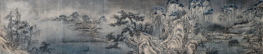 Pintura titulada "漁村小雪圖" por Chen Jun Cao Tang Wu You, Obra de arte original, Tinta
