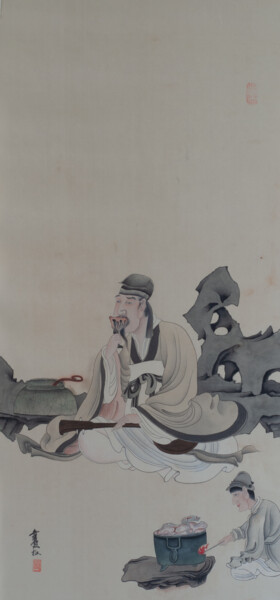 Pintura titulada "餐芝圖" por Chen Jun Cao Tang Wu You, Obra de arte original, Tinta