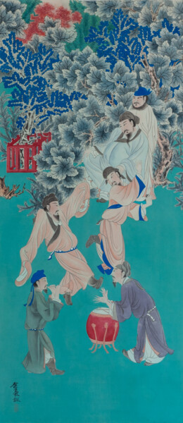 Painting titled "醉舞圖" by Chen Jun Cao Tang Wu You, Original Artwork, Pigments