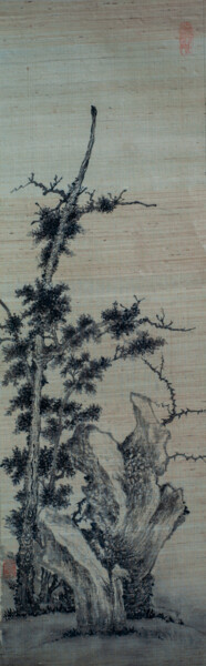 Painting titled "樹石圖" by Chen Jun Cao Tang Wu You, Original Artwork, Ink