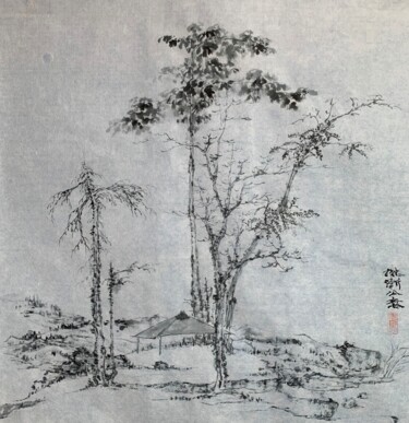 Painting titled "山水圖軸系列——之一" by Chen Jun Cao Tang Wu You, Original Artwork, Ink