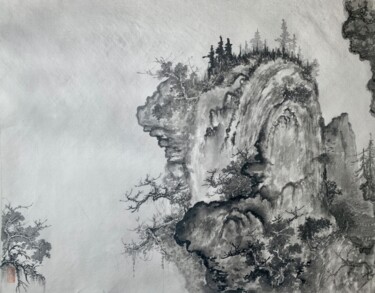 Painting titled "早春之春回山崖" by Chen Jun Cao Tang Wu You, Original Artwork, Ink