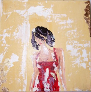 Painting titled "Femme en rouge" by Chene Arriva, Original Artwork, Oil