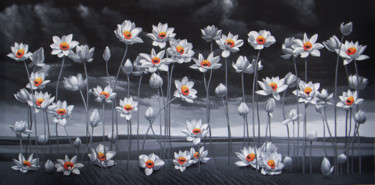 Dibujo titulada "荷花lotus flowers" por Chenqiuchi, Obra de arte original, Otro
