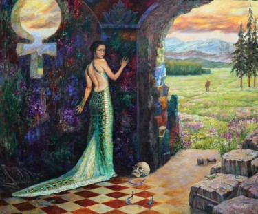 Malarstwo zatytułowany „Mistress of Copper…” autorstwa Tatyana Chepkasova, Oryginalna praca, Olej Zamontowany na Drewniana r…